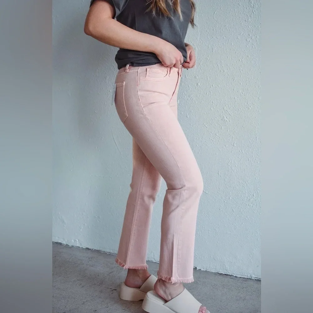 PAIGE pink mid-rise straight leg Jeans size 32